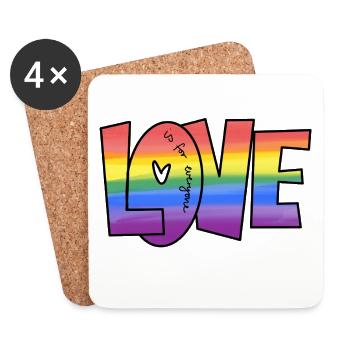 Rainbow Love Lettering Love is for everyone - Coasters (set of 4) - white - Front
