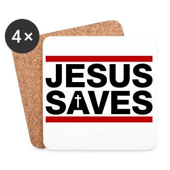Jésus sauve Christian en disant - Dessous de verre (lot de 4) - blanc - Devant