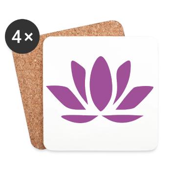 Lotus Flower Lotus Flower Violet Flower Flower Yoga - Coasters (set of 4) - white - Front