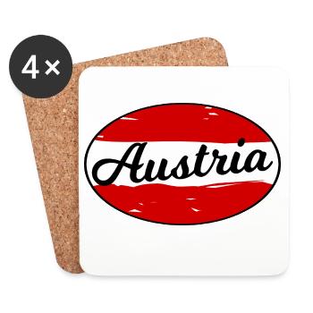 Logo d’écriture autrichienne sur fond rouge - Dessous de verre (lot de 4) - blanc - Devant