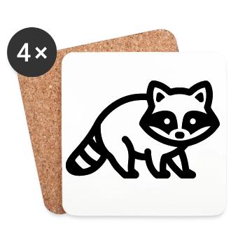 Waschbär - Untersetzer (4er-Set) - Weiß - Vorne