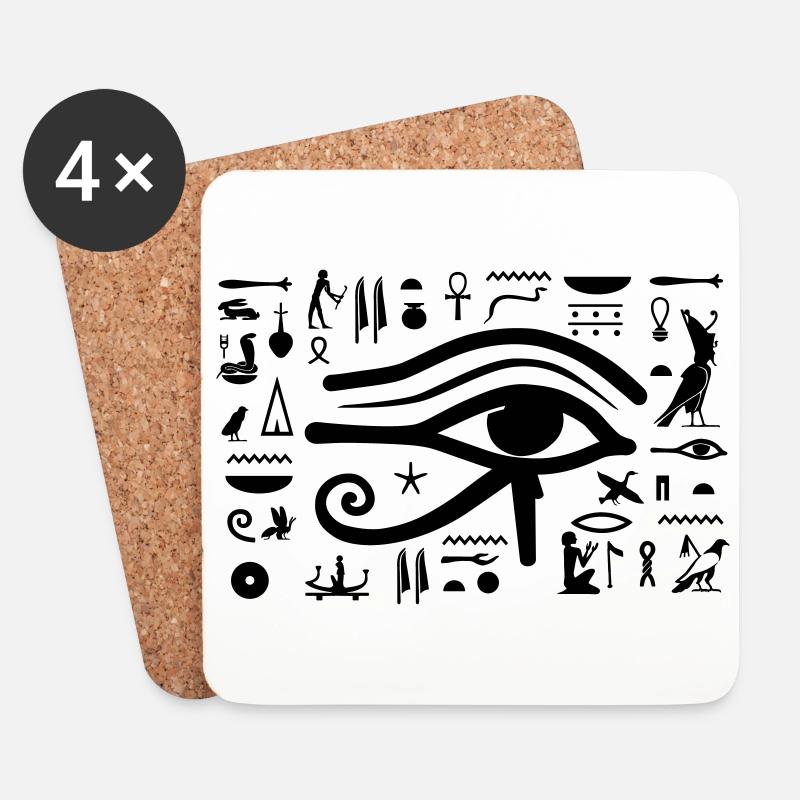 HORUS Hieroglyphen - Untersetzer (4er-Set) - Weiß