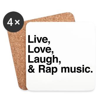 live love laugh and rap - pour fans de musique rap - Dessous de verre (lot de 4) - blanc - Devant
