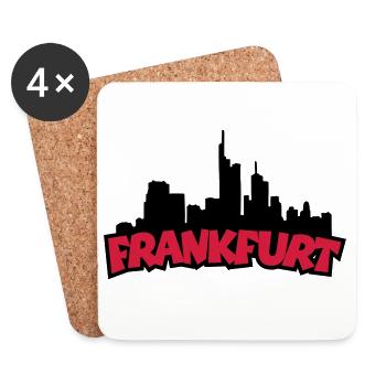 Frankfurt Skyline (Black / Red) - Coasters (set of 4) - white - Front
