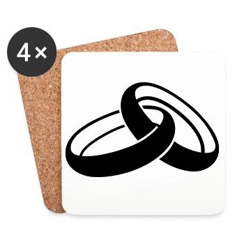 Hochzeit - Untersetzer (4er-Set) - Weiß - Vorne