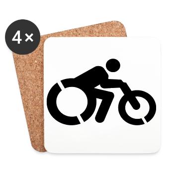 Utilisateur d’un fauteuil roulant avec un handbike # - Dessous de verre (lot de 4) - blanc - Devant