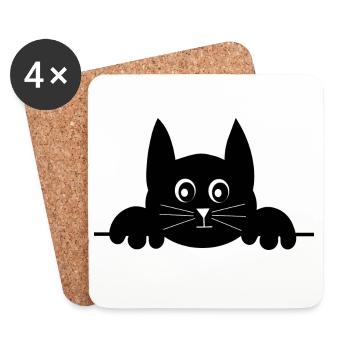 Drôle de chat – cadeau de design de chat mignon - Dessous de verre (lot de 4) - blanc - Devant