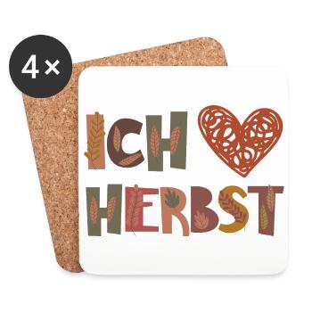 Love Liebe Herbst Dankbarkeit Blätter - Untersetzer (4er-Set) - Weiß - Vorne