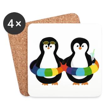 Penguins in the swim ring - Coasters (set of 4) - white - Front