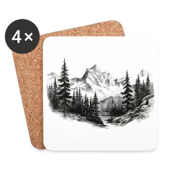 Berglandschaft Wandern Outdoor Geschenk - Untersetzer (4er-Set) - Weiß - Vorne