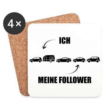 Ich und meine Follower - Wohnwagen - Gespann - Untersetzer (4er-Set) - Weiß - Vorne