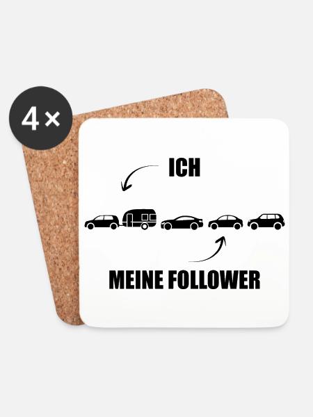 Ich und meine Follower - Wohnwagen - Gespann - Untersetzer (4er-Set) - Weiß