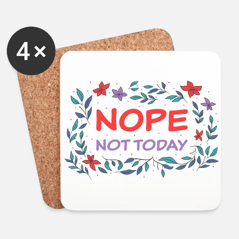 "Nope - not today" - Nein, nö, Grenzen setzen - Untersetzer (4er-Set) - Weiß