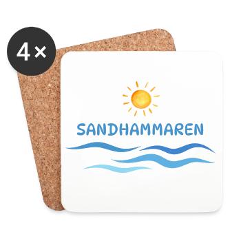 Sandhammaren, Sun and Wave Motif for Beach Season - Coasters (set of 4) - white - Front