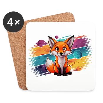 Fuchs - Illustration - Untersetzer (4er-Set) - Weiß - Vorne
