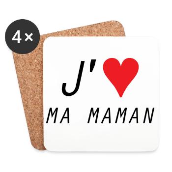 J'aime ma maman - Fête des Mères - Dessous de verre (lot de 4) - blanc - Devant