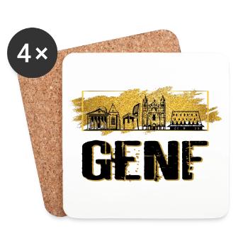 Genf Schweiz Stadt Skyline Heimat Liebe Gold - Untersetzer (4er-Set) - Weiß - Vorne