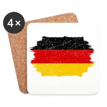 Deutsche Flagge Pinselkunst - Untersetzer (4er-Set) - Weiß - Vorne