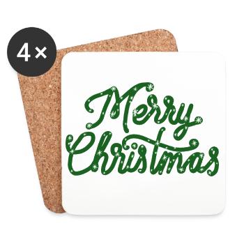 Schrift Merry Ch - Untersetzer (4er-Set) - Weiß - Vorne