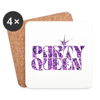 Typographie Party Queen Glitter - Dessous de verre (lot de 4) - blanc - Devant