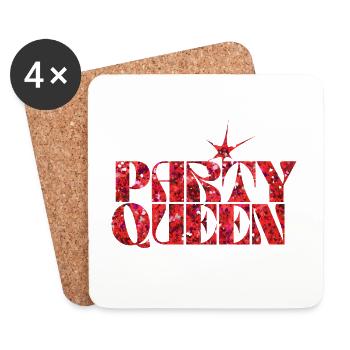 Party Queen Red Glitter - Coasters (set of 4) - white - Front