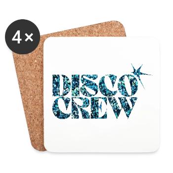 Disco Crew Glitter Blue Typography - Coasters (set of 4) - white - Front