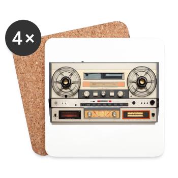 Retro Tape Recorder Vintage Design - Coasters (set of 4) - white - Front