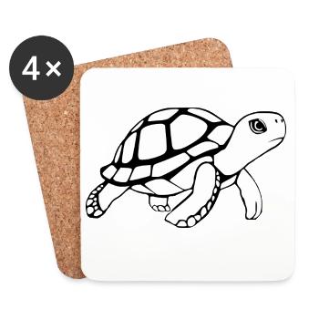 Turtle Black and White T-shirt Gift - Coasters (set of 4) - white - Front