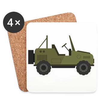 Militär-Jeep - Untersetzer (4er-Set) - Weiß - Vorne