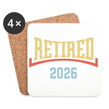 Retraité 2026 (Retraitée / Concave / 3C) - Dessous de verre (lot de 4) - blanc - Devant