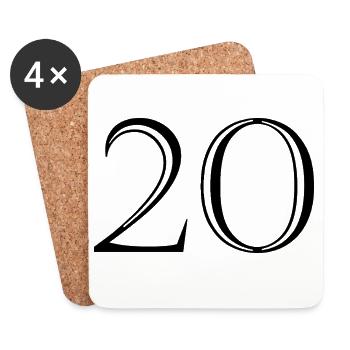 20. 20e ANNIVERSAIRE. ANNIVERSAIRE 20 ANS. 20 ANS. - Dessous de verre (lot de 4) - blanc - Devant