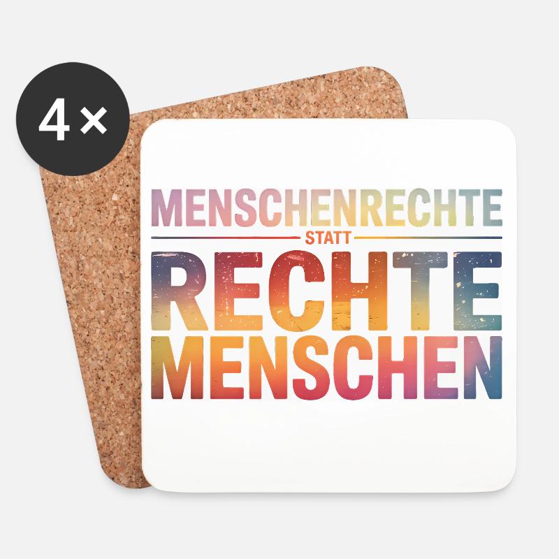 Menschenrechte statt rechte Menschen - Cool Pride - Untersetzer (4er-Set) - Weiß