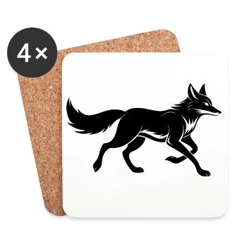 Running Fox - Coasters (set of 4) - white - Front