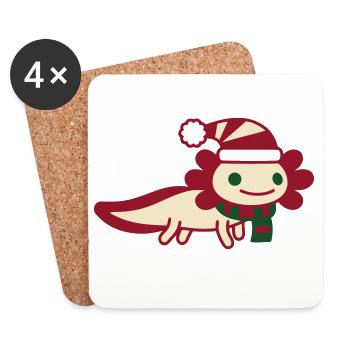 Axolotl Weihnachten Clipart - Untersetzer (4er-Set) - Weiß - Vorne