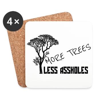 plus d'arbres plus d'arbres moins de trous du cul - Dessous de verre (lot de 4) - blanc - Devant