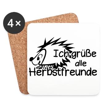 Herbstfreunde Herbst Igel Spruch Geschenk lustig - Untersetzer (4er-Set) - Weiß - Vorne