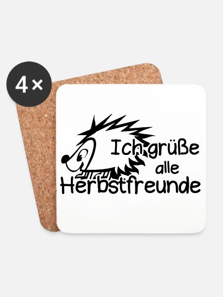 Herbstfreunde Herbst Igel Spruch Geschenk lustig - Untersetzer (4er-Set) - Weiß