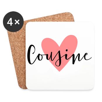 Cousin heart love family gift - Coasters (set of 4) - white - Front