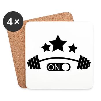 culturiste, musculation,fitness,entraînement,bête - Dessous de verre (lot de 4) - blanc - Devant