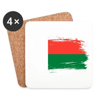 Madagaskar Flagge Fahne - Untersetzer (4er-Set) - Weiß - Vorne