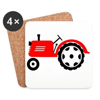 Farm tractor red agricultural machine - Coasters (set of 4) - white - Front