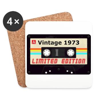 Vintage 1973 Limited Edition Tee Retro Kassette Ta - Untersetzer (4er-Set) - Weiß - Vorne