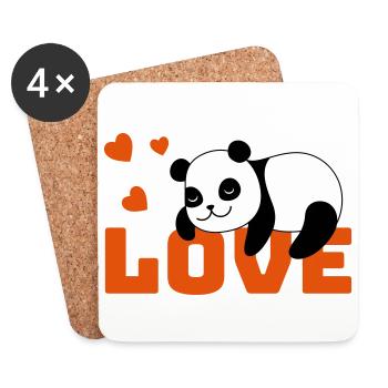 Panda Love - Untersetzer (4er-Set) - Weiß - Vorne