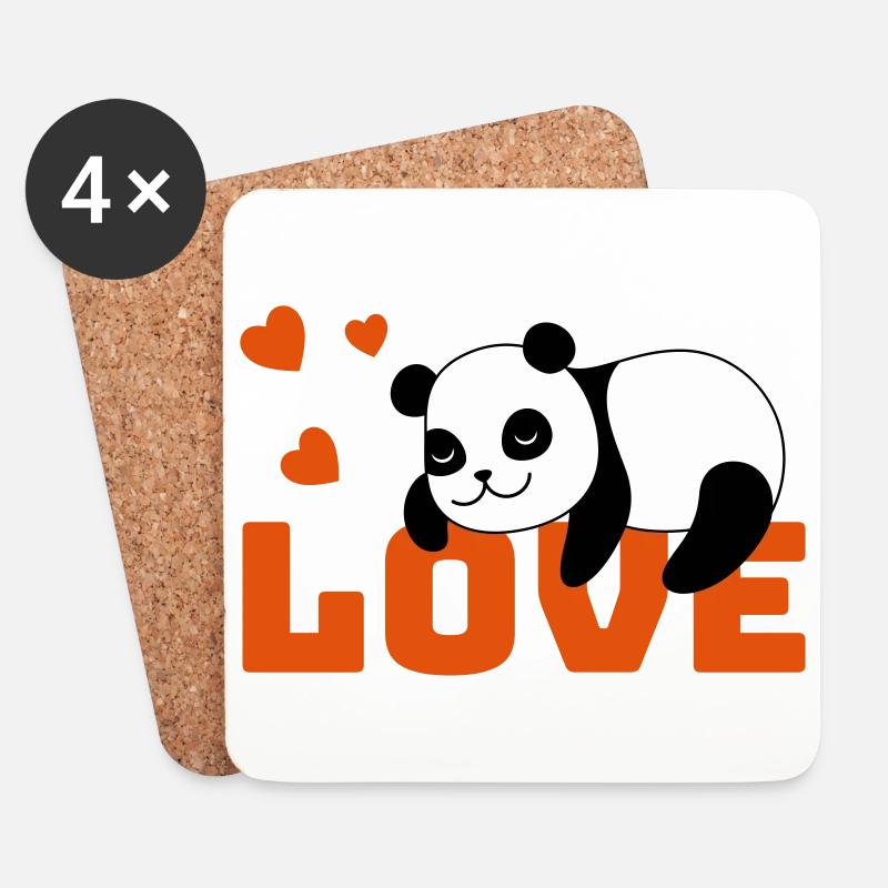 Panda Love - Untersetzer (4er-Set) - Weiß