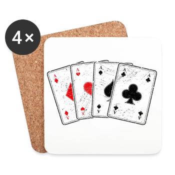 Diamond Heart- Spades- Cross-Ace Card Game Poker Pro - Coasters (set of 4) - white - Front