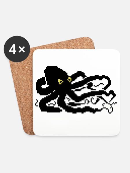 8bit pixel octopus - Coasters (set of 4) - white