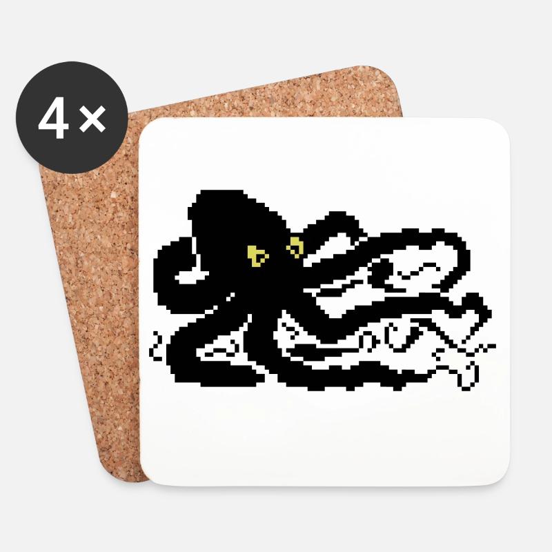8bit pixel octopus - Untersetzer (4er-Set) - Weiß