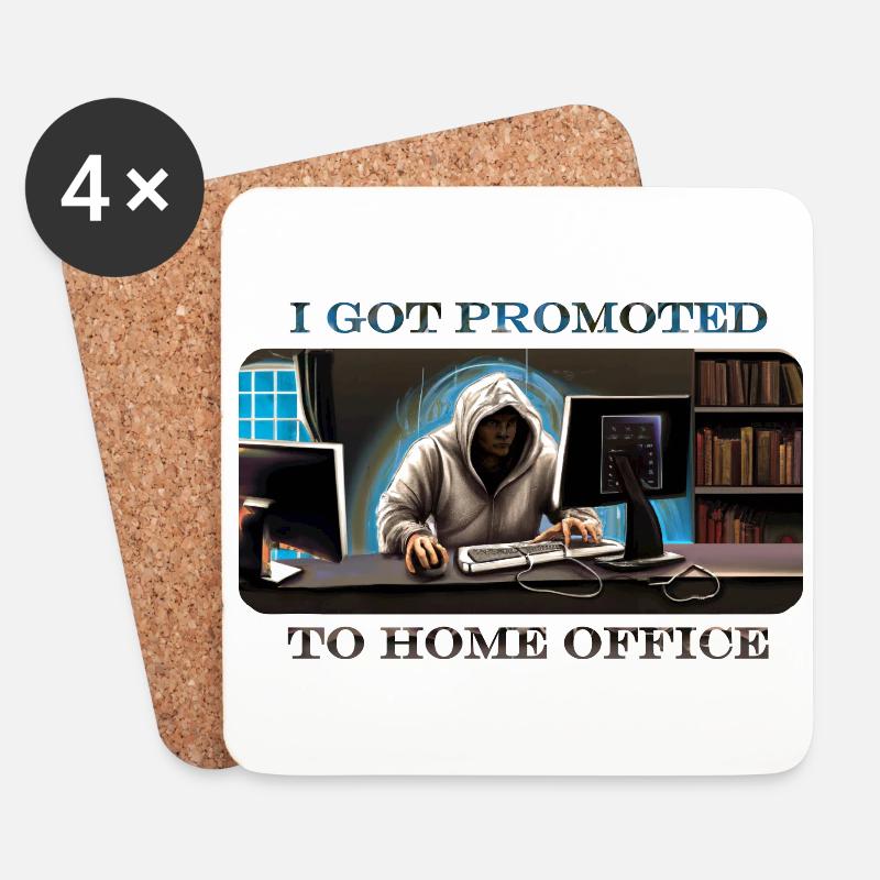 promoted to home office - Untersetzer (4er-Set) - Weiß