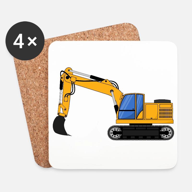 Bagger Baggerfahrzeug - Untersetzer (4er-Set) - Weiß