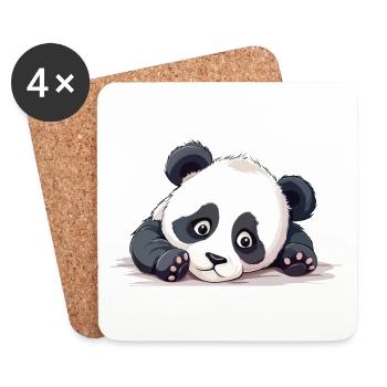Panda Ours Mignon Mignon Moelleux Panda Amour J’aime - Dessous de verre (lot de 4) - blanc - Devant